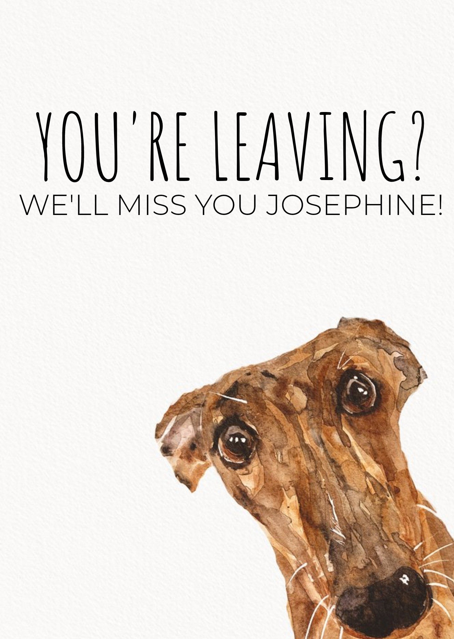Moonpig Jo Scott Art Greyhound Dog Watercolour Leaving Card Ecard