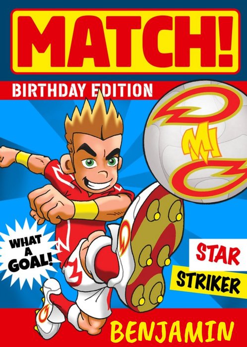 Danilo Match! Bright Graphic Spoof Magazine Cover Star Striker Birthday Card