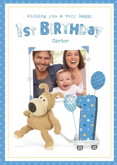 Cute 1st Birthday Photo Upload Boofle Card
