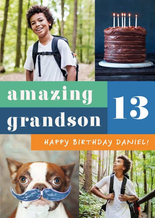 Euphoria Photo Upload Amazing Grandson Birthday Card