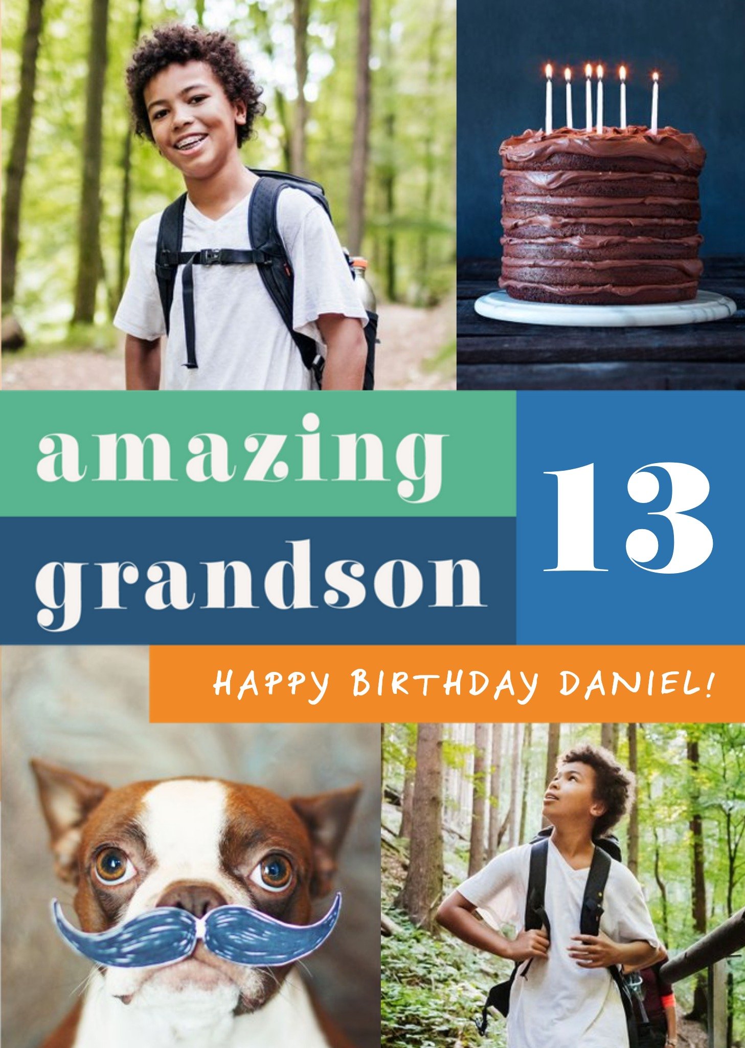 Moonpig Euphoria Photo Upload Amazing Grandson Birthday Card, Large