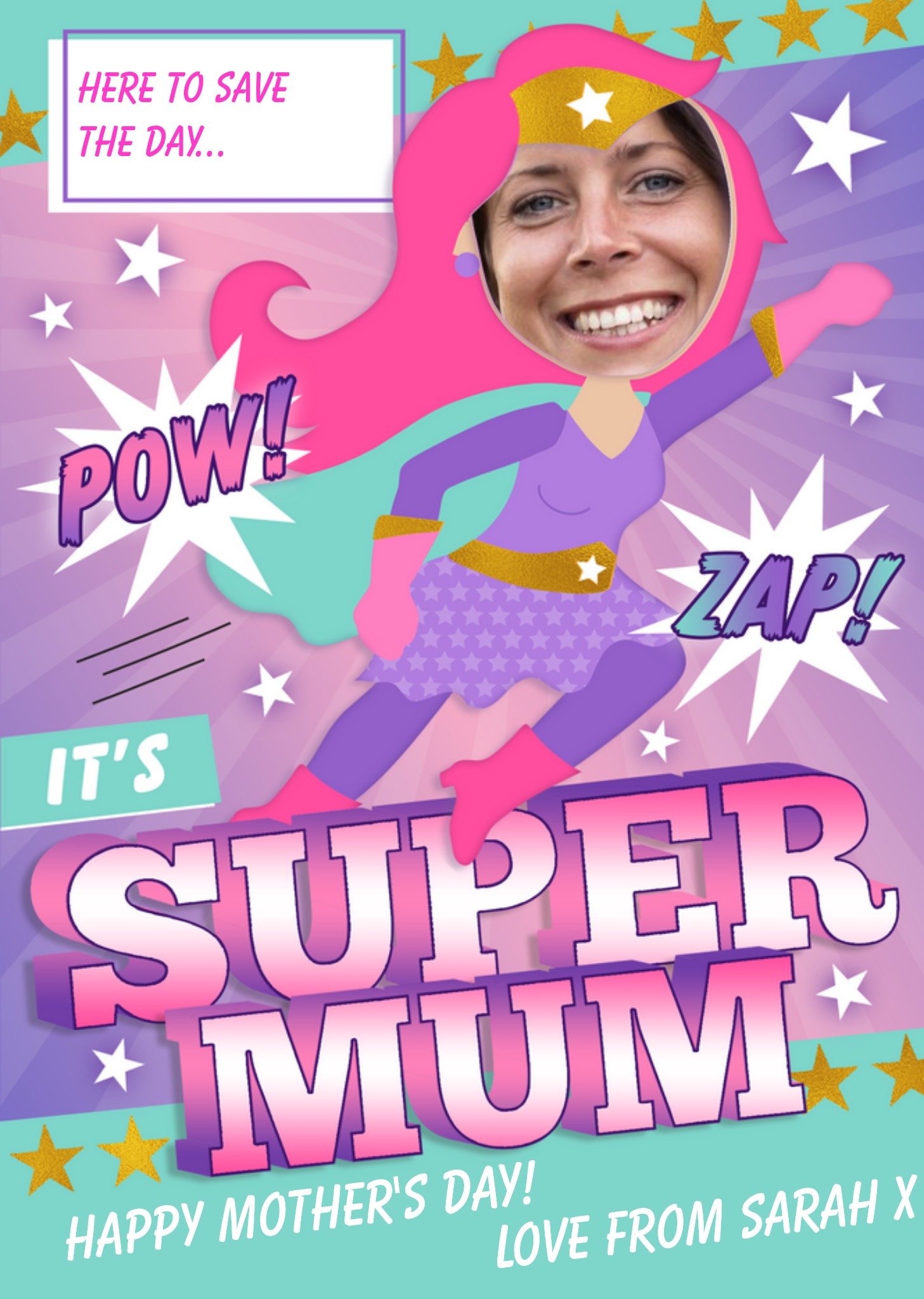 Moonpig It's Supermum Happy Mother's Day Photo Card Ecard