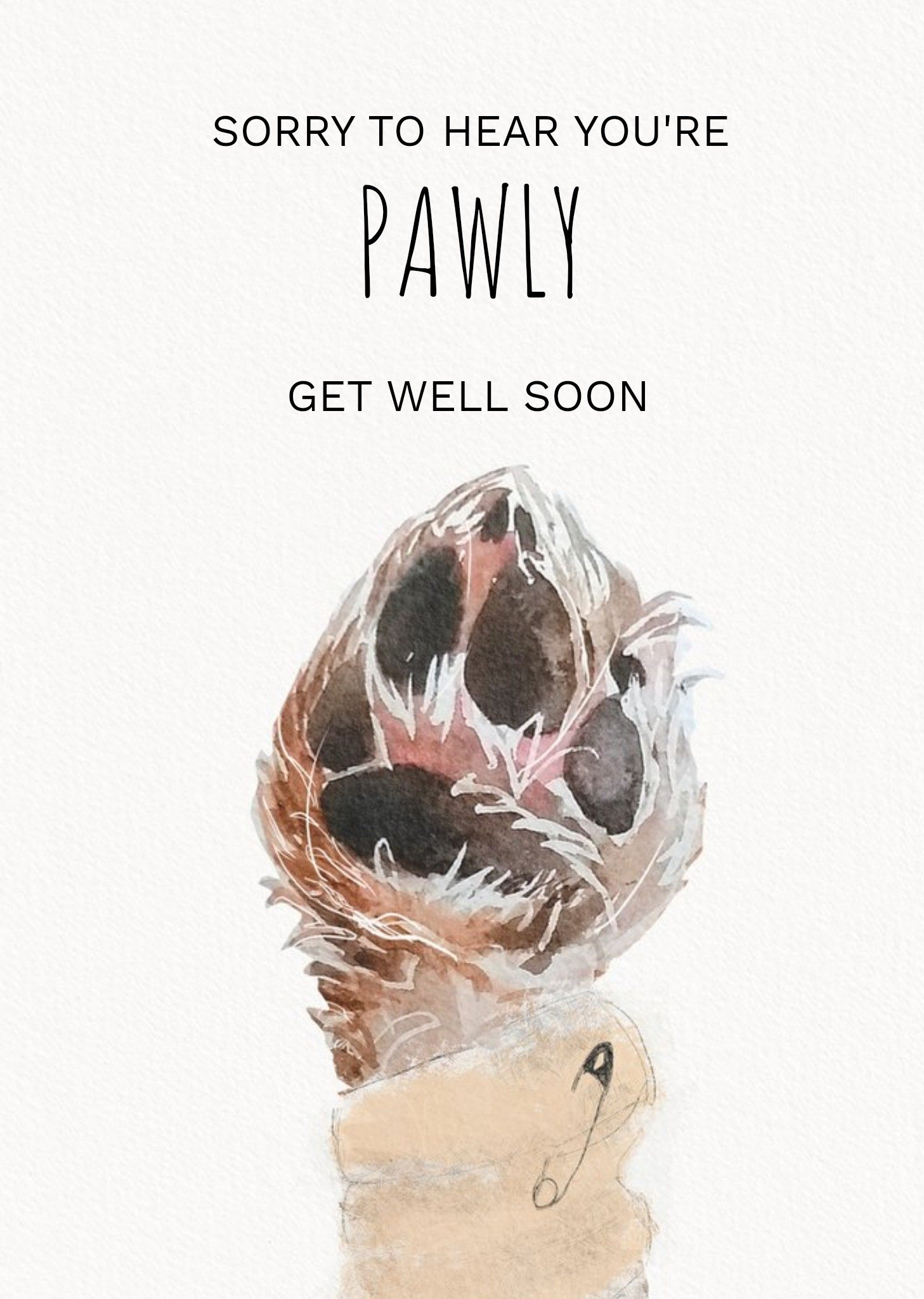 Jo Scott Art Animal Pun Paw Get Well Card Ecard