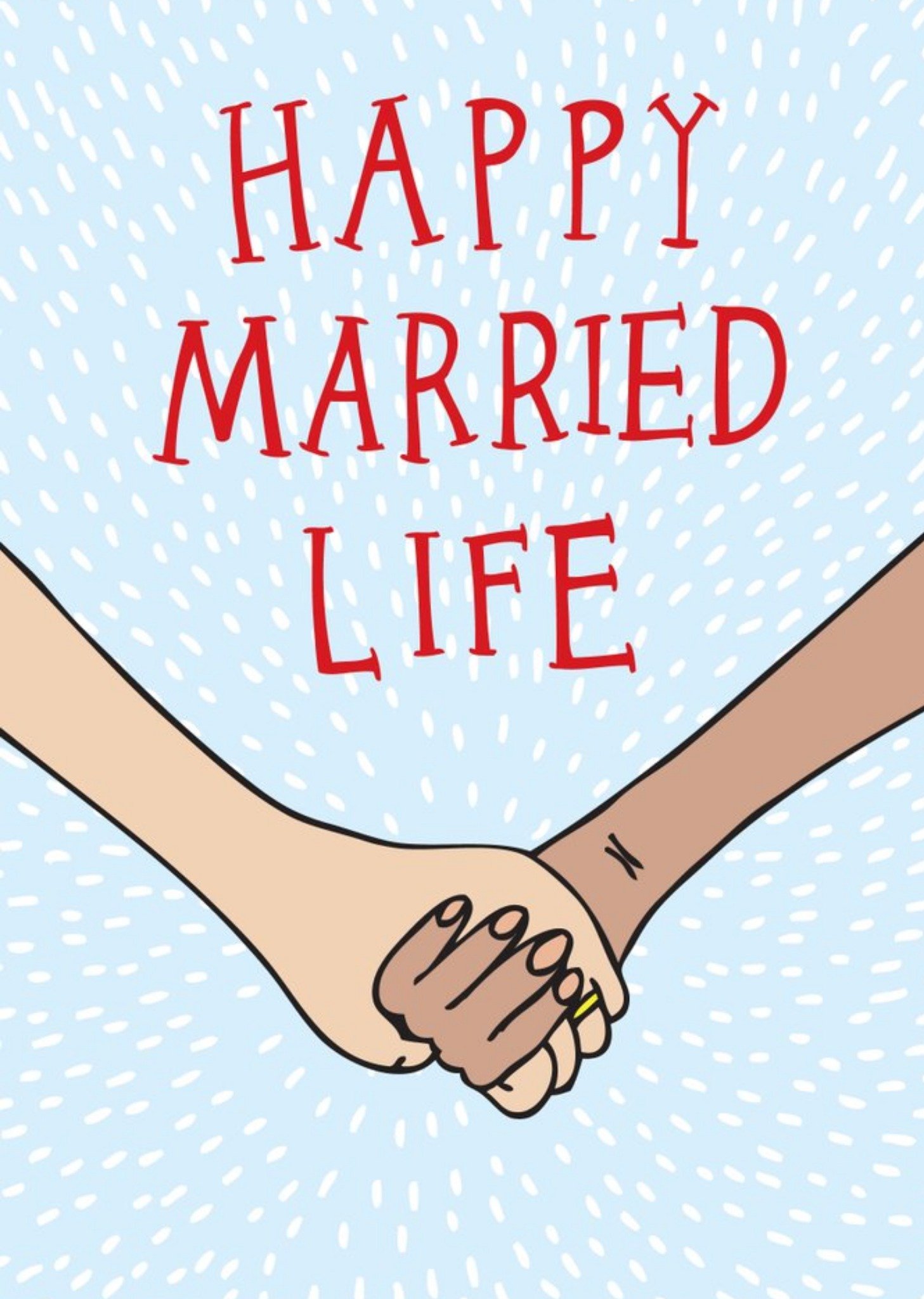 Moonpig Illustration Of A Couple Holding Hands Happy Married Life Wedding Card, Large