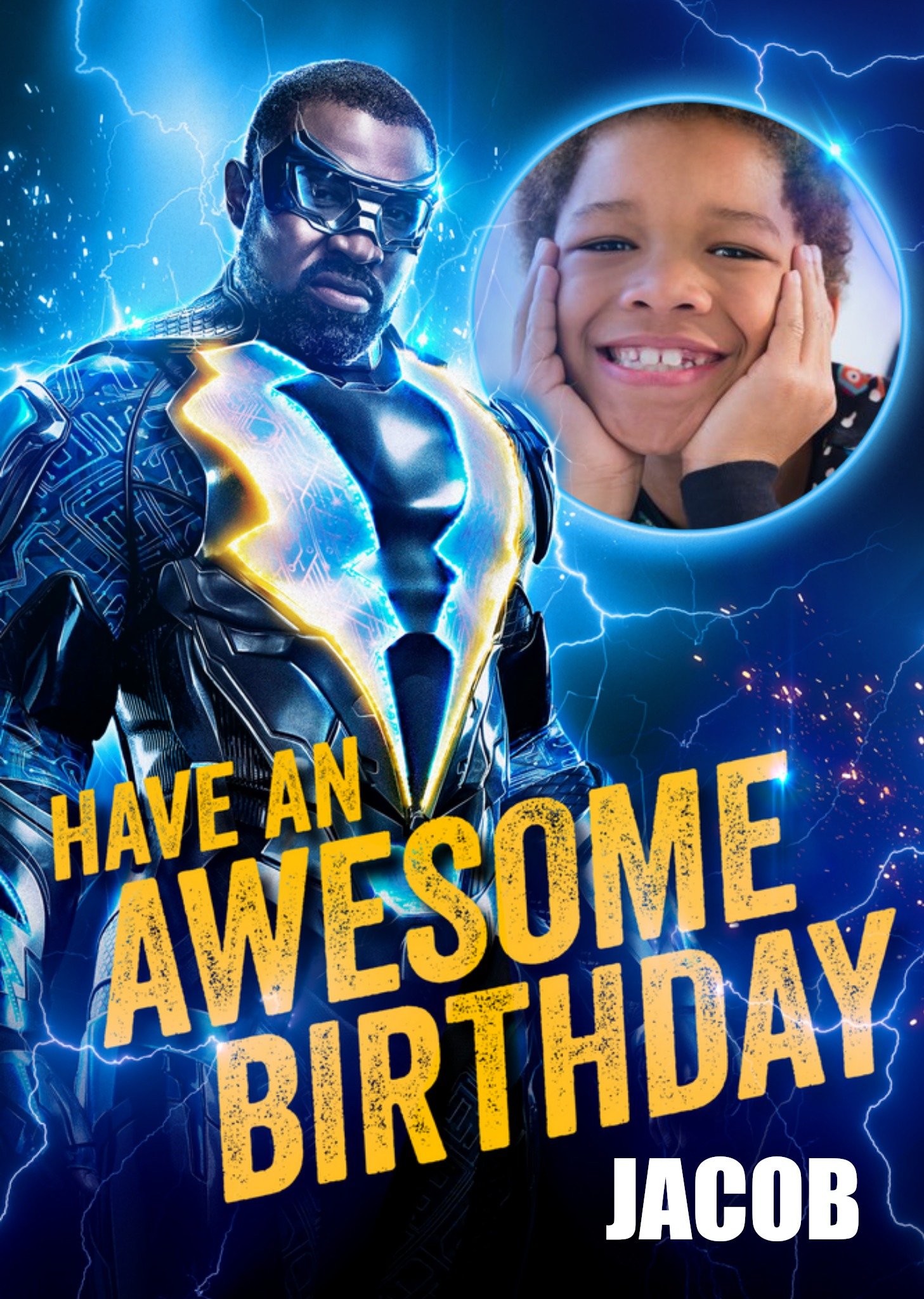 Other Black Lightning Have An Awesome Birthday Photo Upload Card, Large