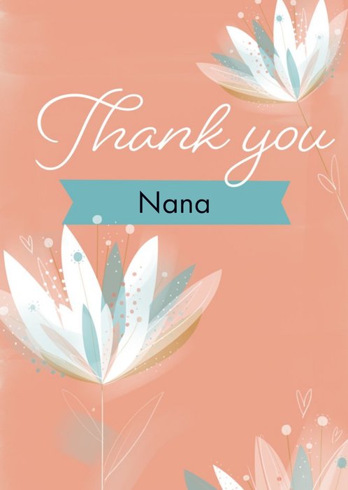 Illustration Of Flowers On A Pink Background Thank You Card