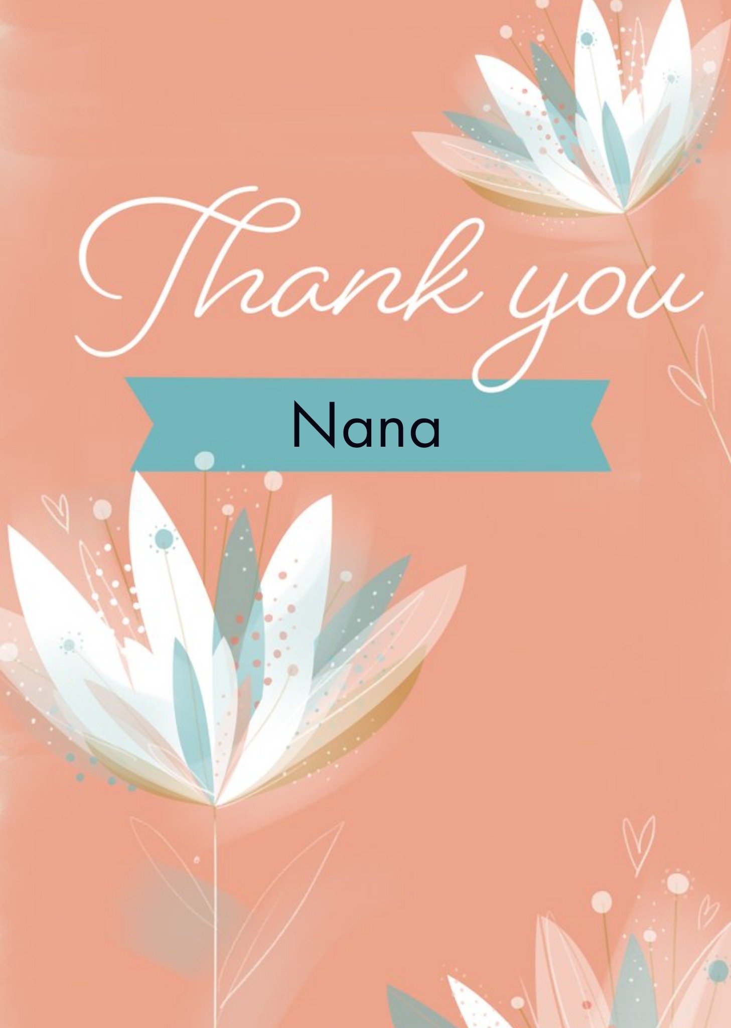 Illustration Of Flowers On A Pink Background Thank You Card Ecard