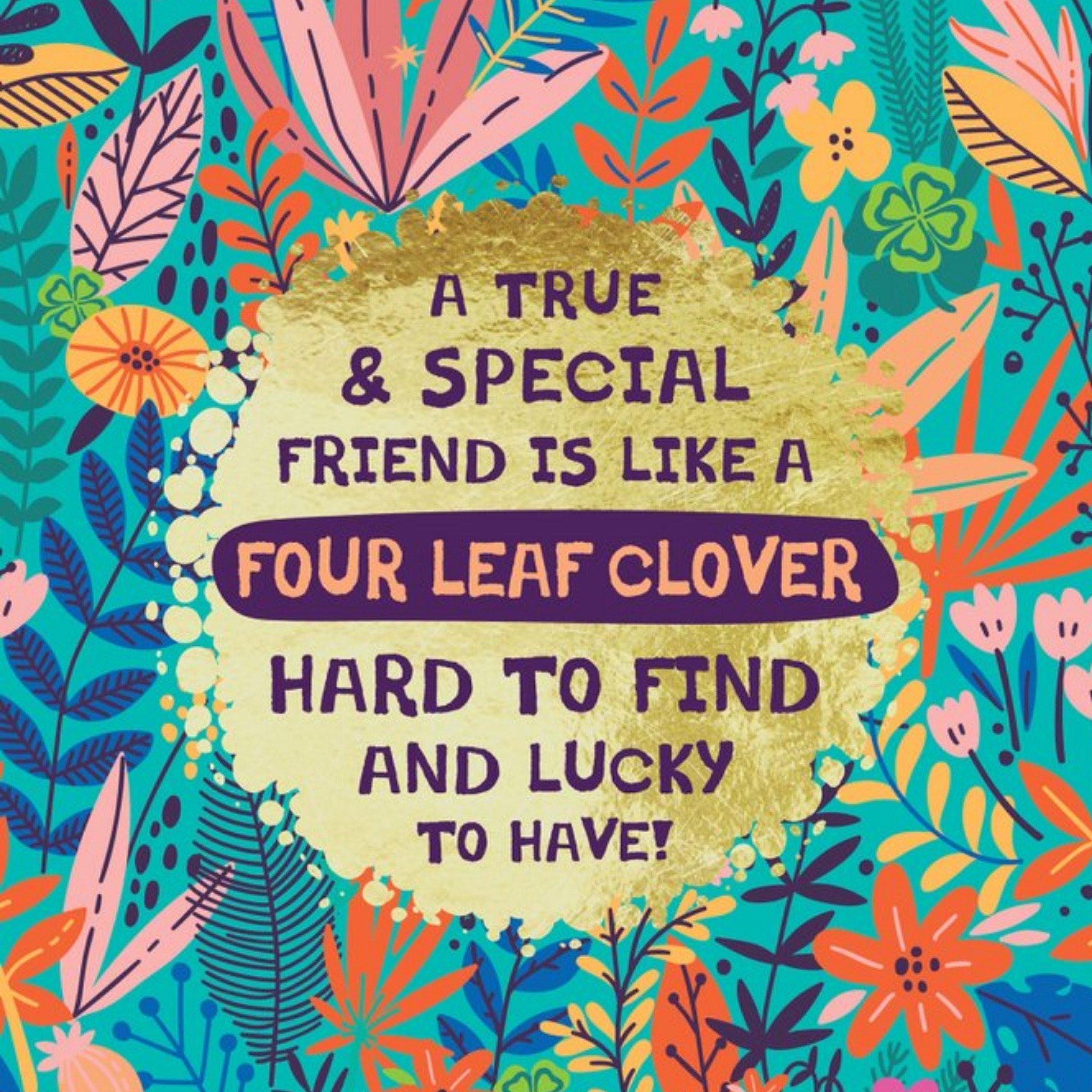 Friend Is Like A Four Leaf Clover Friendship Card, Square