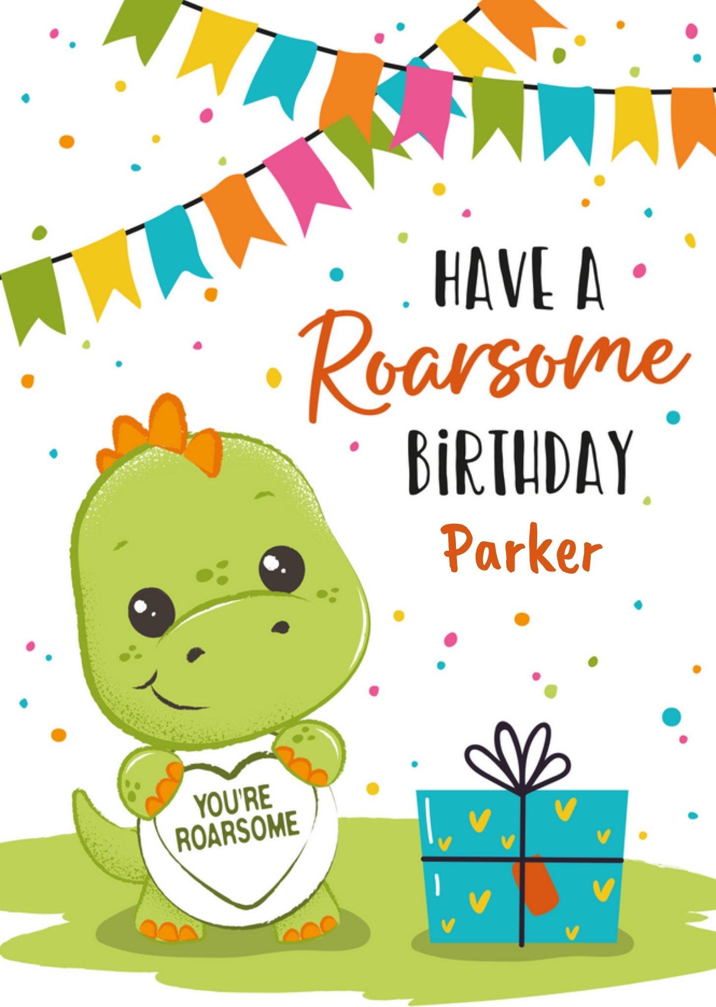 Swizzels Love Hearts Swizzels Posh Paws Cute Dinosaur Roarsome Birthday Card Ecard