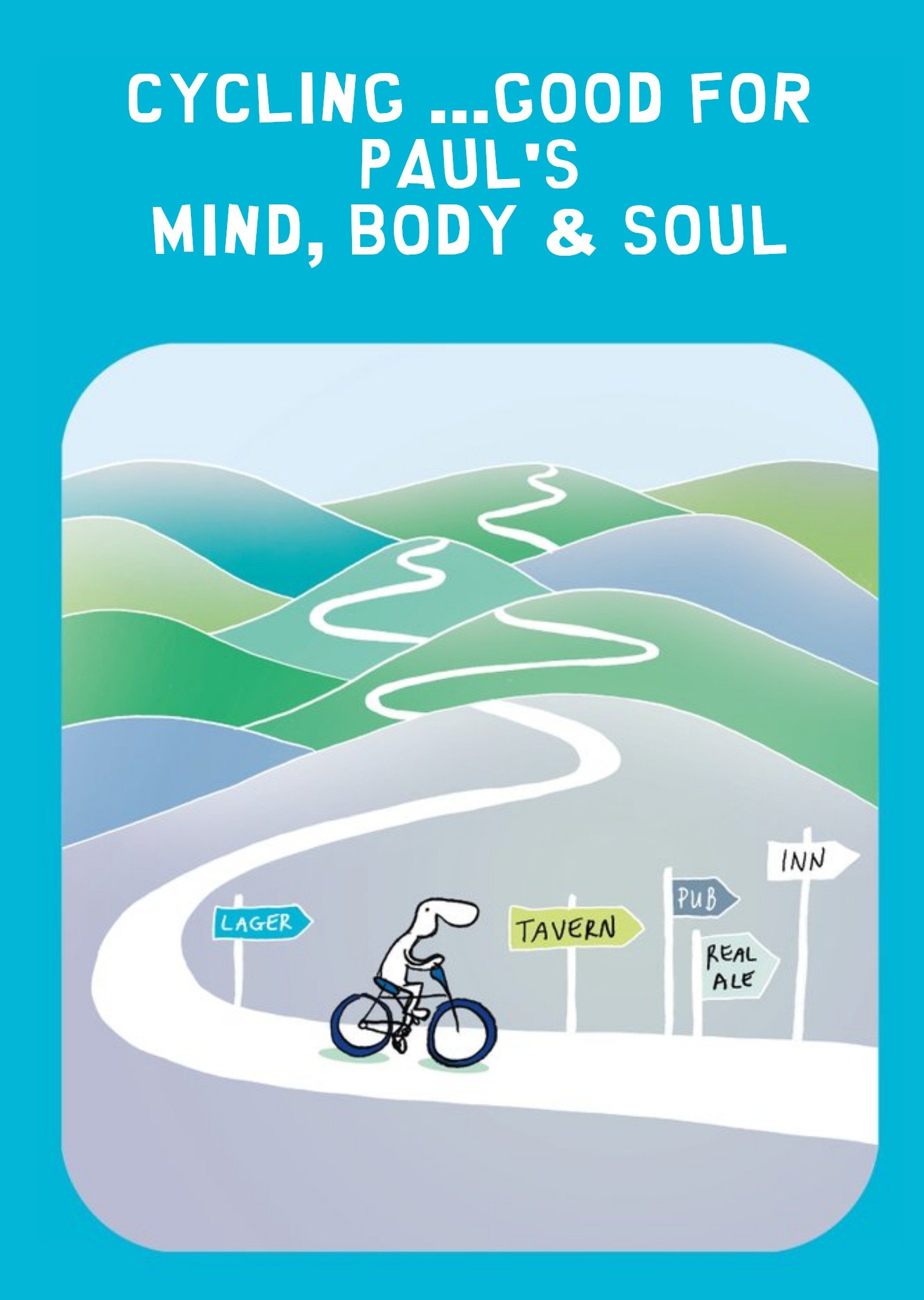 Cycling Good For Your Mind, Body And Soul Personalised Card Ecard