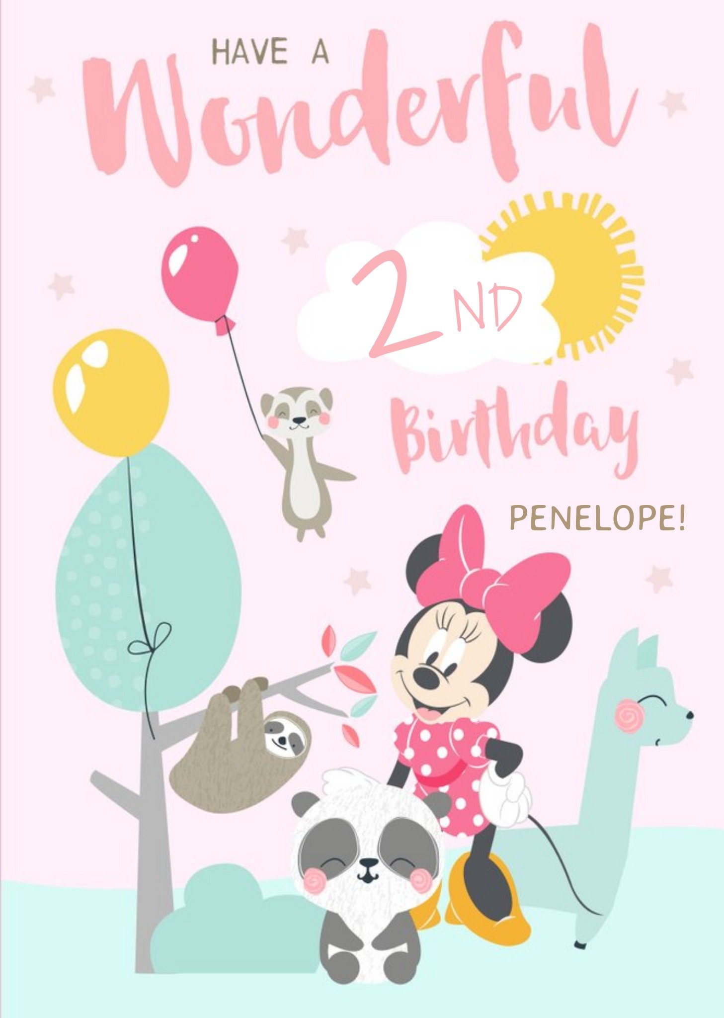 Disney Minnie Mouse Have A Wonderful 2nd Birthday, Large Card