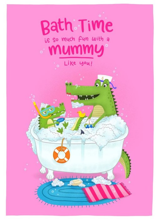 Blue Kiwi Illustration Crocodile Alligator Funny Love Mother's Day Card