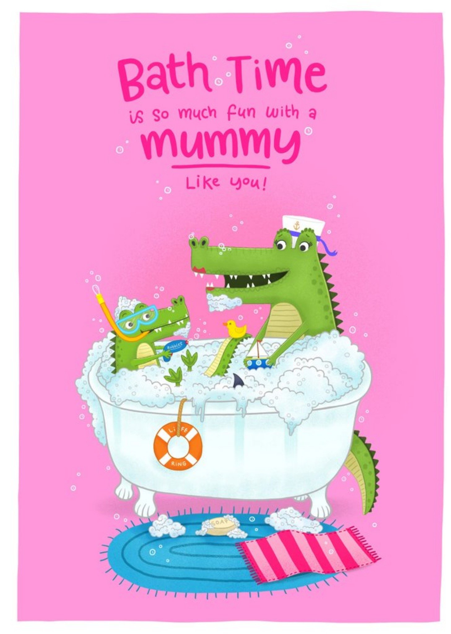 Blue Kiwi Illustration Crocodile Alligator Funny Love Mother's Day Card Ecard