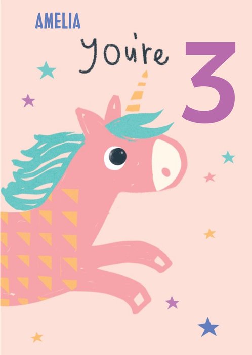 Cute illustrative Unicorn Birthday Card