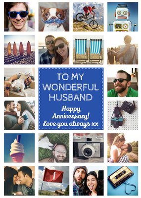 Happy Anniversary photo upload Card To my Wonderful Husband