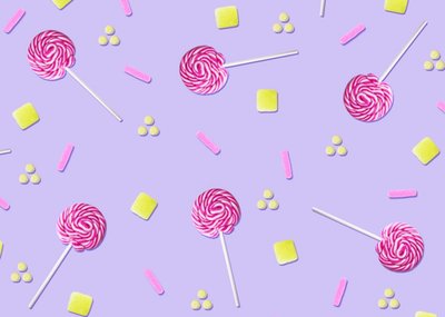 Purple Dolly Mixture Lollipop Personalised Birthday Card