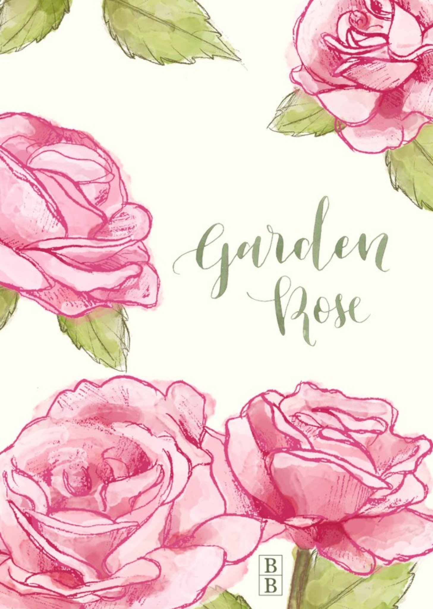 Other Pretty Pink Garden Rose Personalised Card, Large