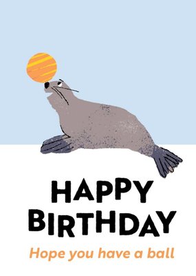 Lab Fever Seal Funny Ball Birthday Card