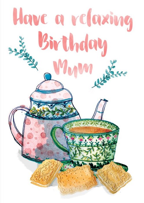 Mum Birthday card - tea and biscuits