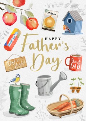 Gardening Themed Spot Illustrations Father's Day Card