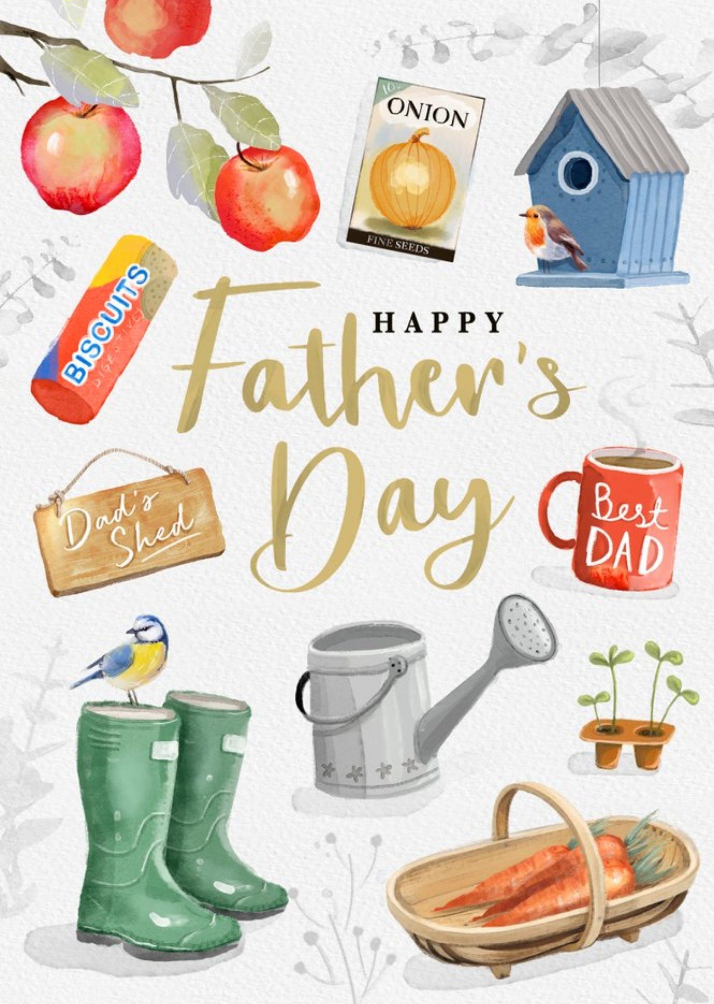 Gardening Themed Spot Illustrations Father's Day Card Ecard