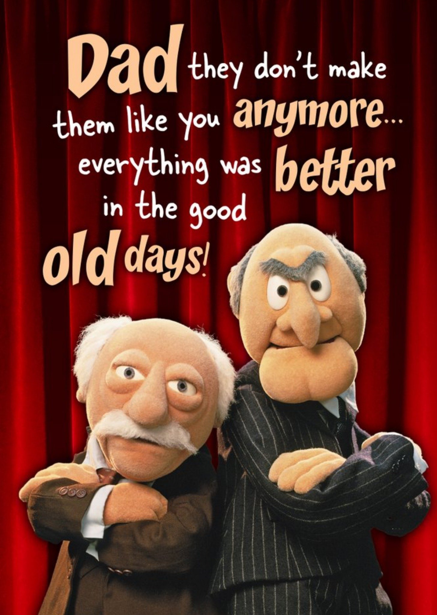 Disney Muppets Statler And Waldorf Funny Good Old Days Fathers Day Card