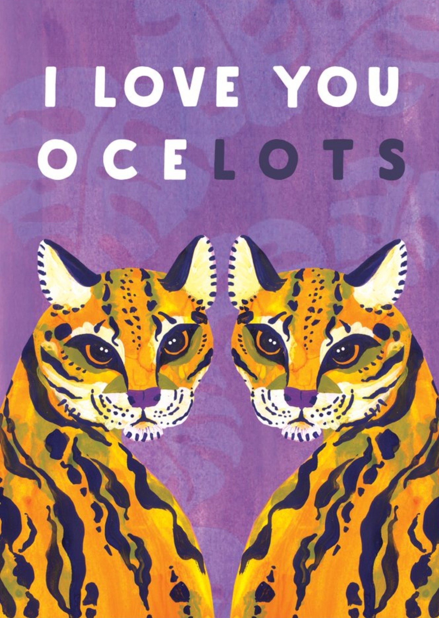 Purple Illustrated Ocelots Love You Lots Card Ecard