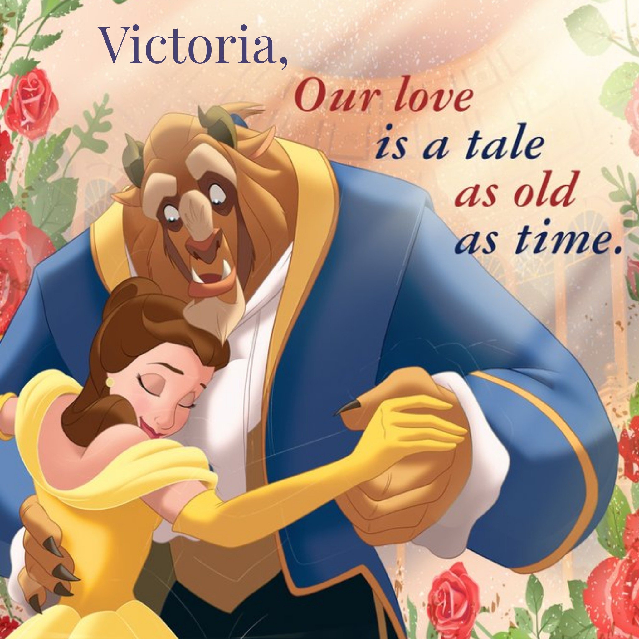 Disney Beauty And The Beast Personalised Card, Large