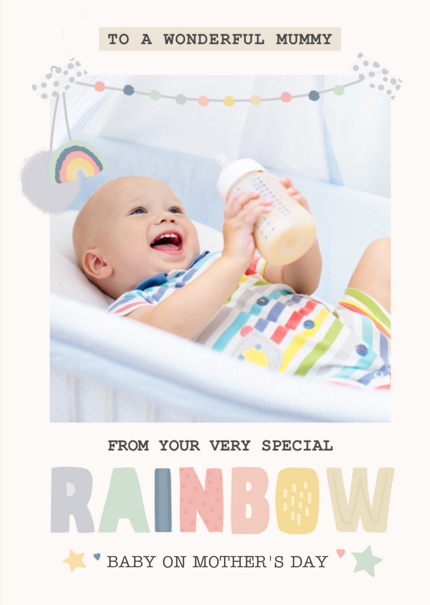 Moonpig Rainbow Baby Photo Upload Mother's Day Card, Large