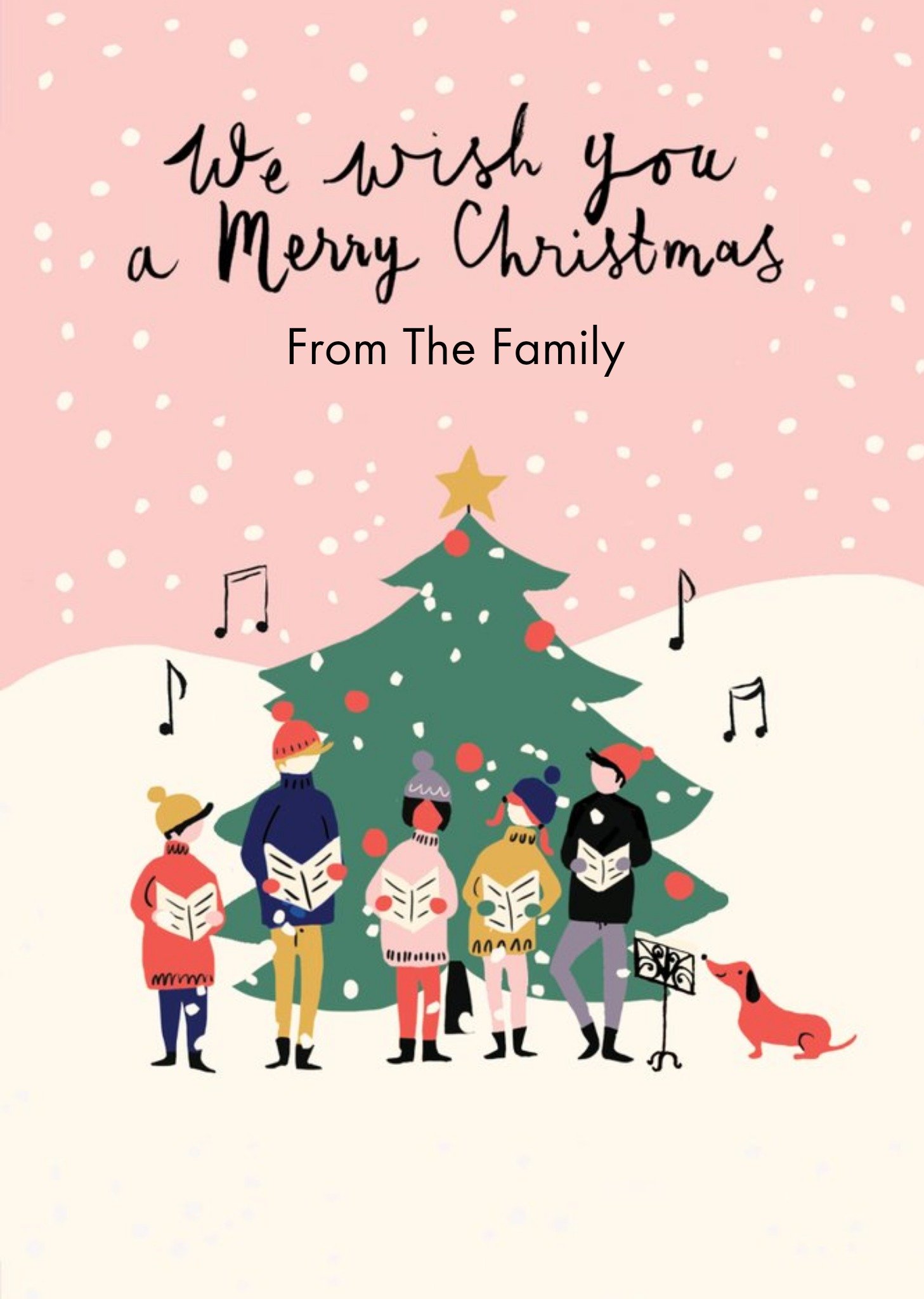 Illustrated We Wish You A Merry Christmas Card From The Family Ecard