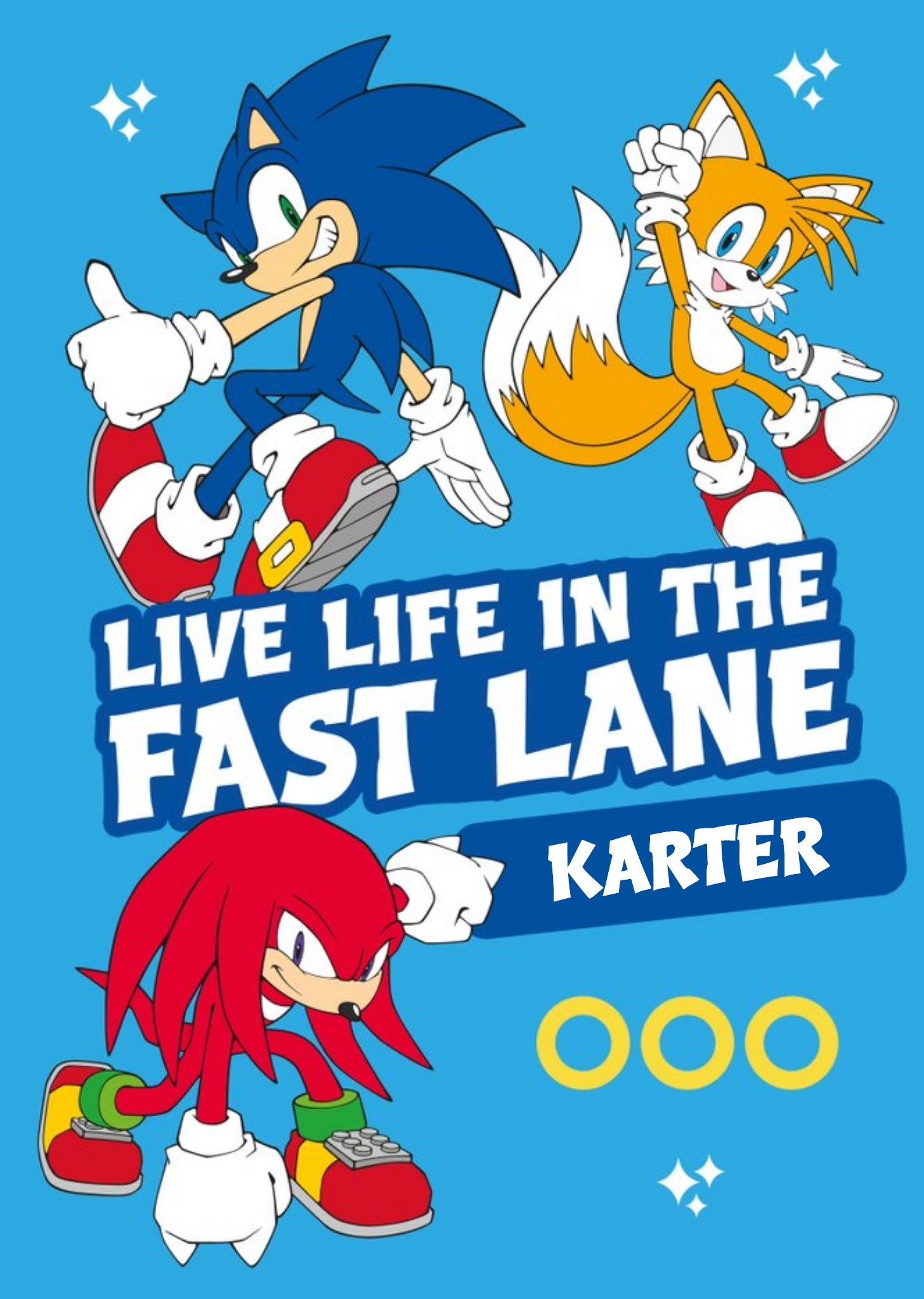 Sega Sonic Characters Kids Live Life In The Fast Lane Card, Large
