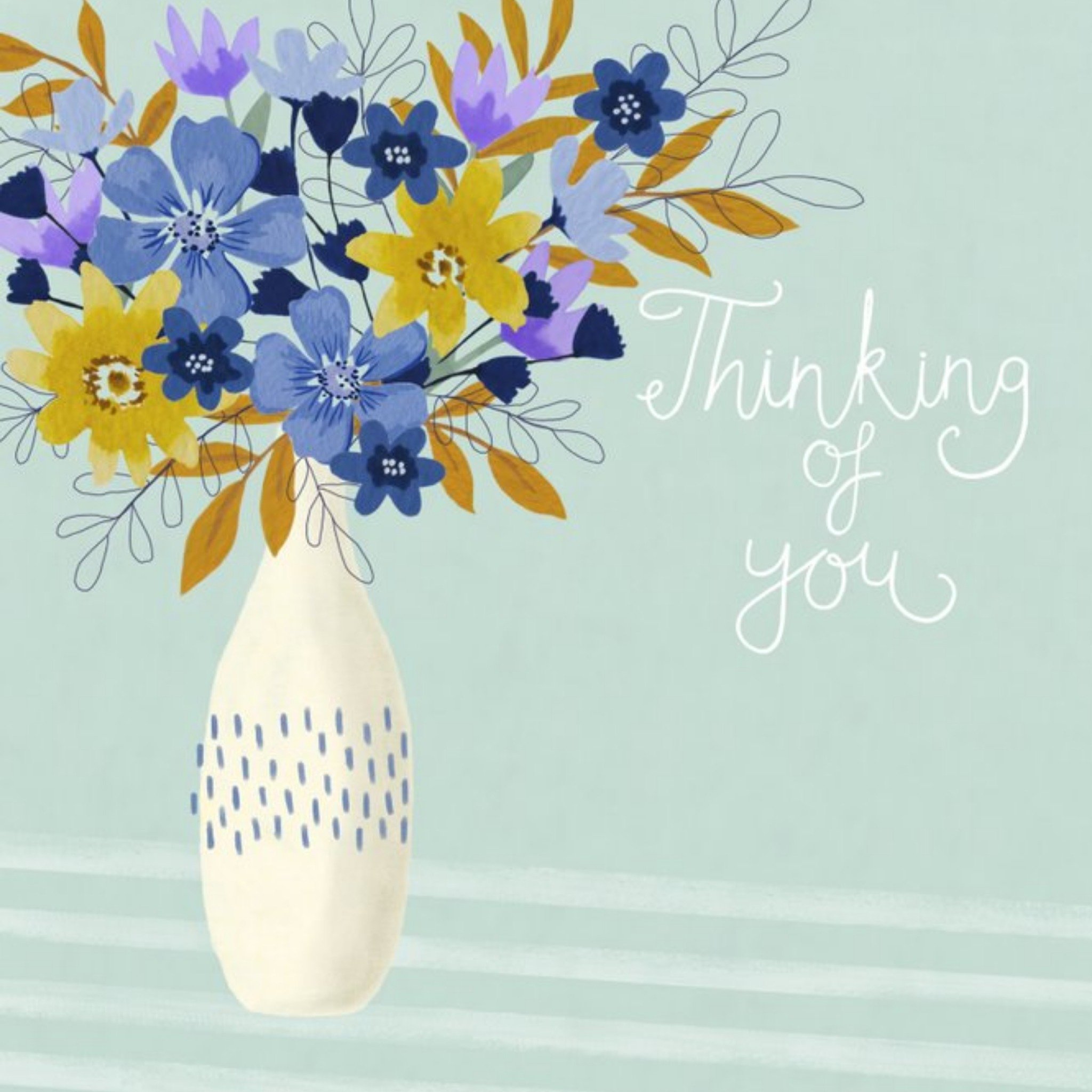Moonpig Sarah Hustwaite Illustrated Floral Bouquet Thinking Of You Card, Square
