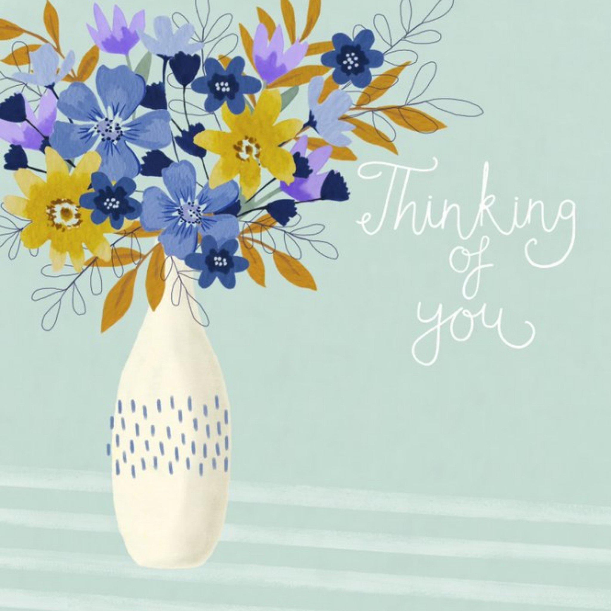 Sarah Hustwaite Illustrated Floral Bouquet Thinking Of You Card, Square