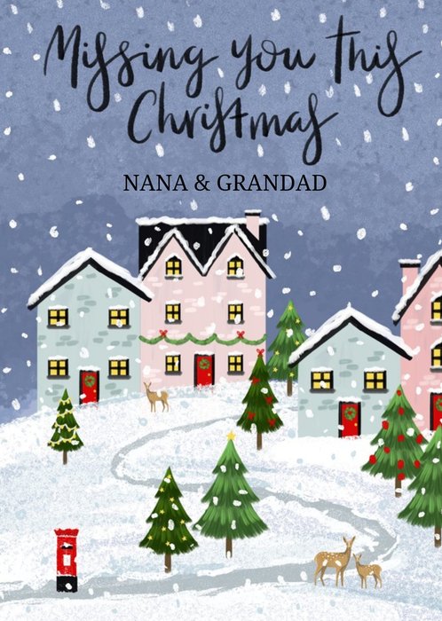 Missing You At Christmas Nana And Grandad Traditional Card