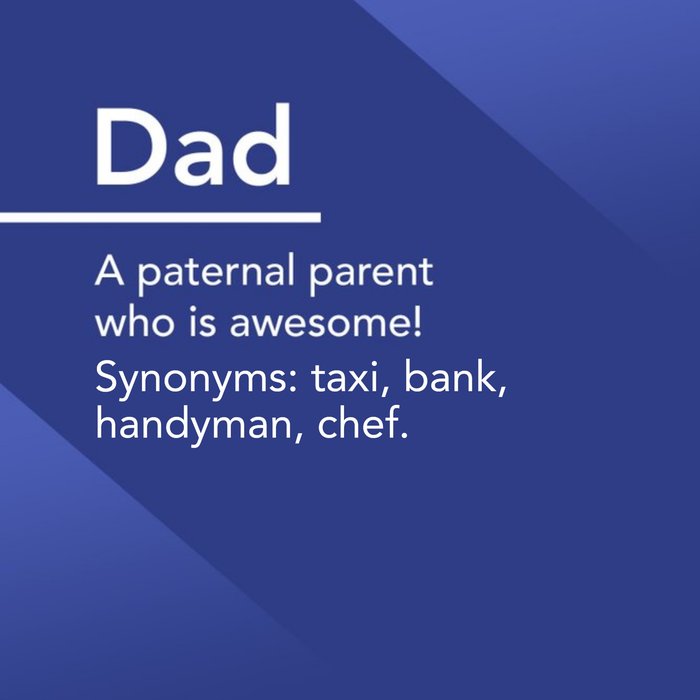 Definition Of Dad Father's Day Card