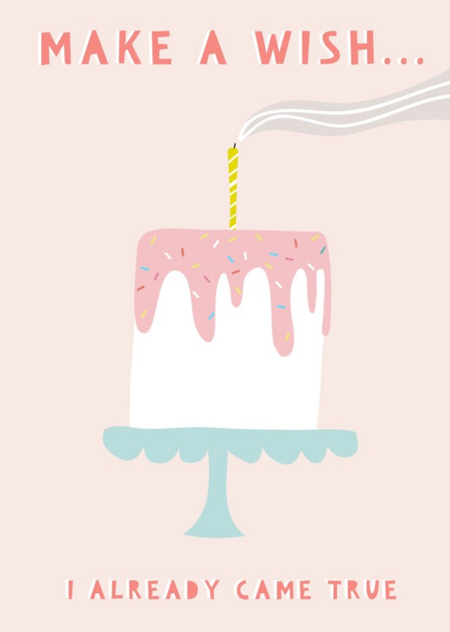 Moonpig Illustrated Cake Make A Wish Birthday Card, Large