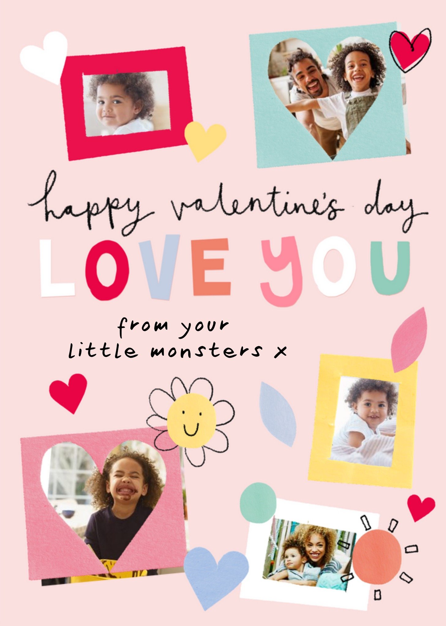 Moonpig Collage Style From Your Little Monsters Photo Upload Valentine's Day Card, Large