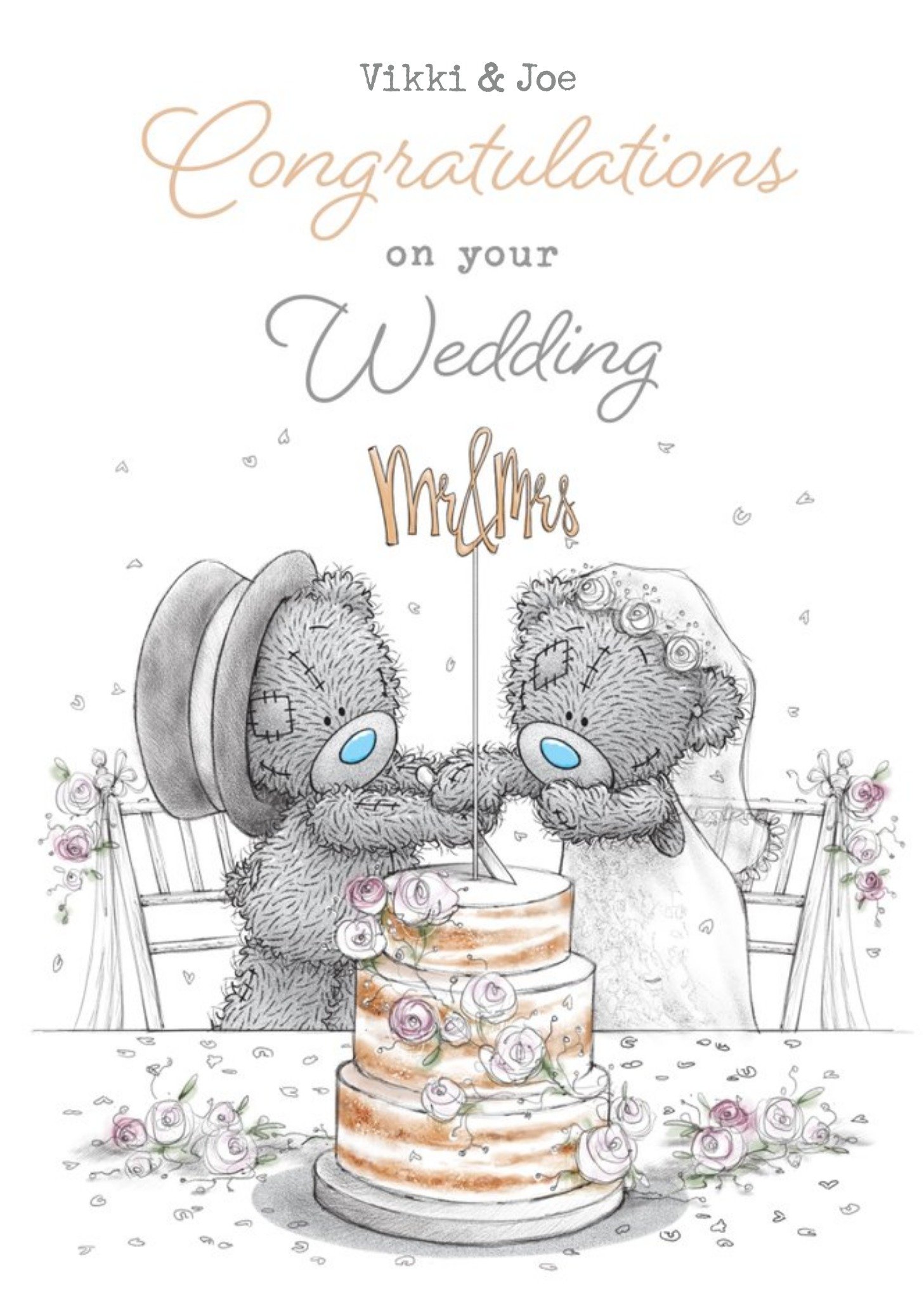 Me To You Tatty Teddy Congratulations On Your Wedding Day Mr & Mrs Wedding Card Ecard