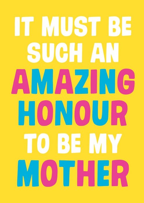 Dean Morris Honor To Be My Mother Mother's Day Card