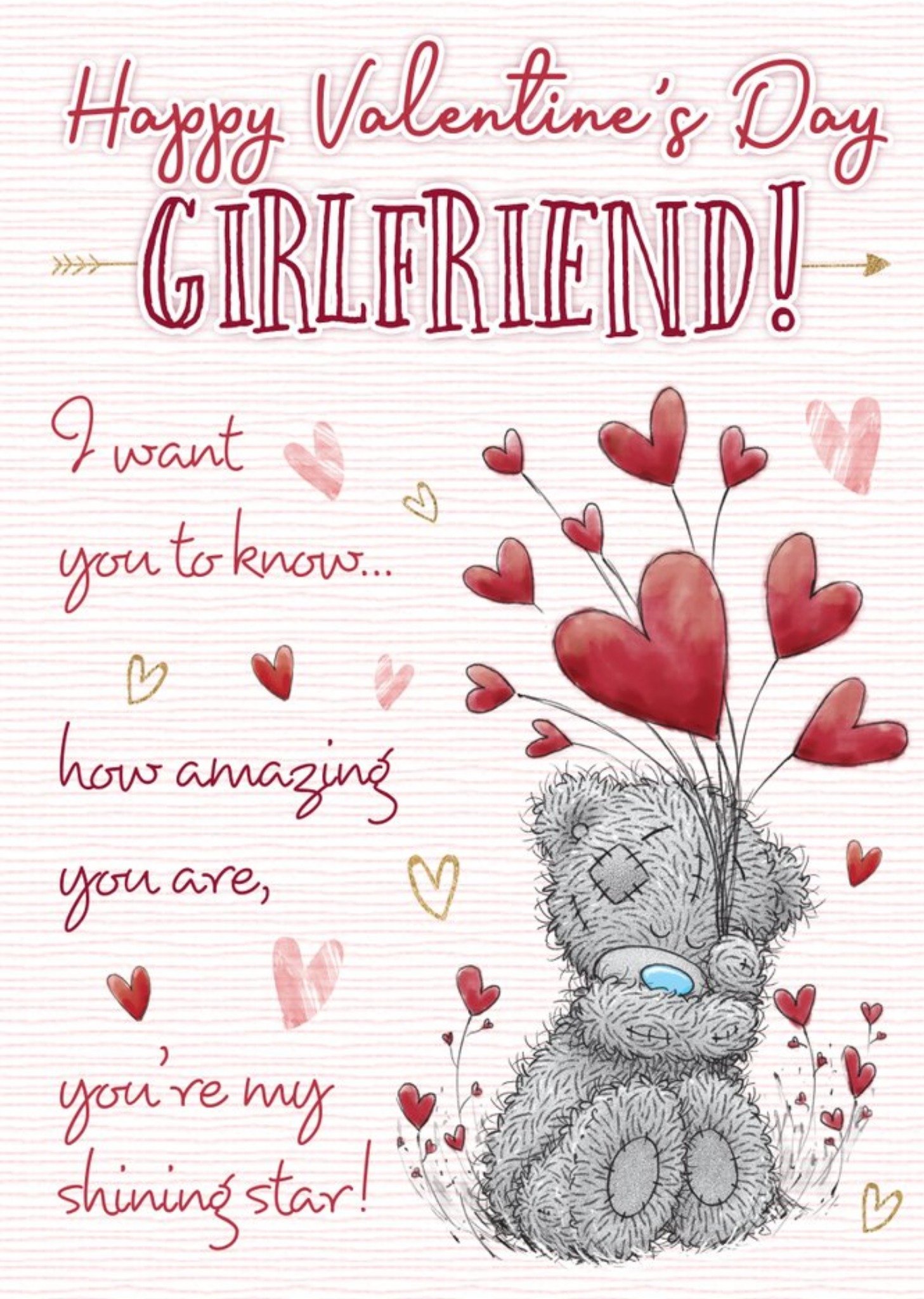 Me To You Tatty Teddy Romantic Sentimental Verse Girlfriend Valentines Card Ecard