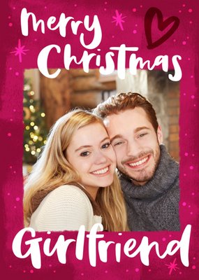 Hand-lettered photo upload Girlfriend Christmas card