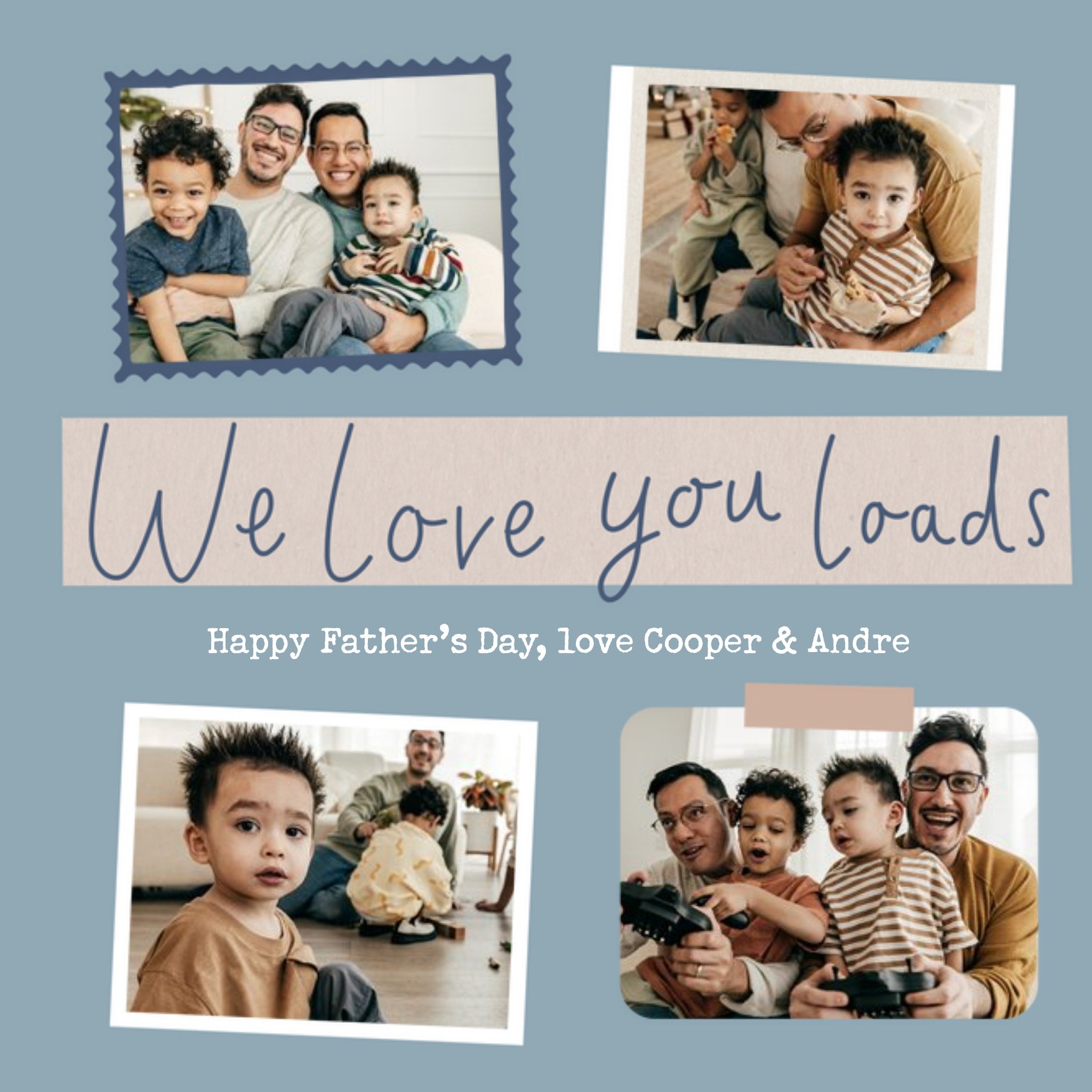 Snapshots Cute Typographic Customisable Photo Upload Father's Day Card, Square