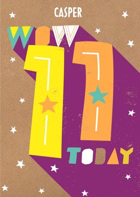 Colourful Typographic 11th Birthday Card