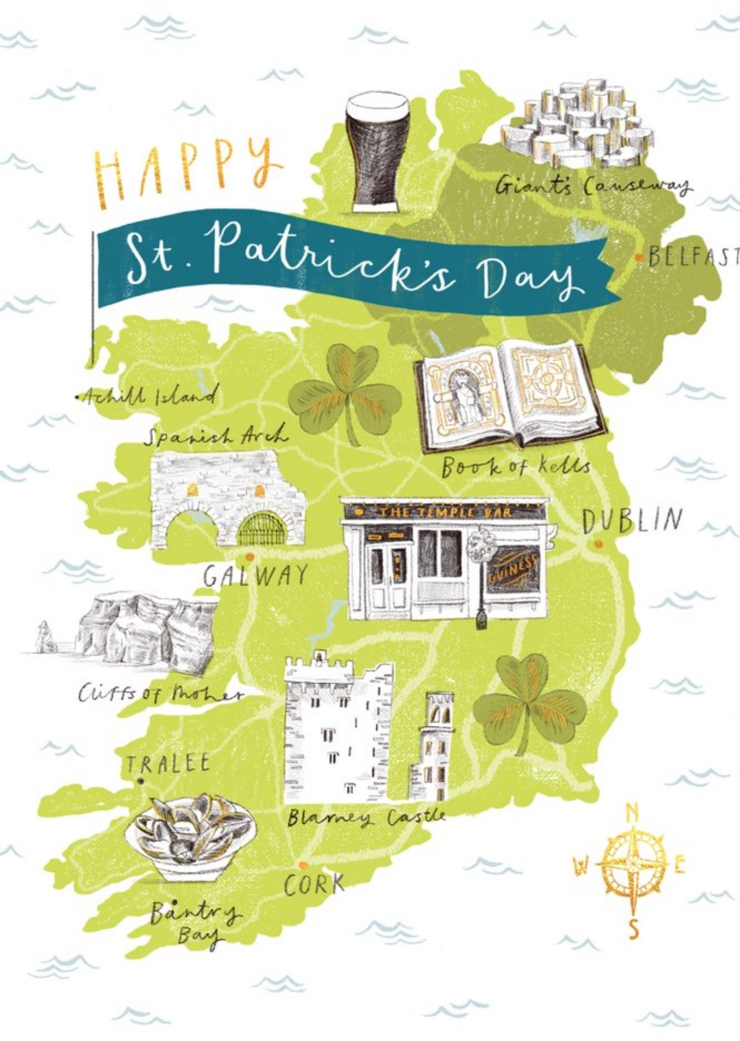 Moonpig Map Of Ireland St Patricks Day Card, Large