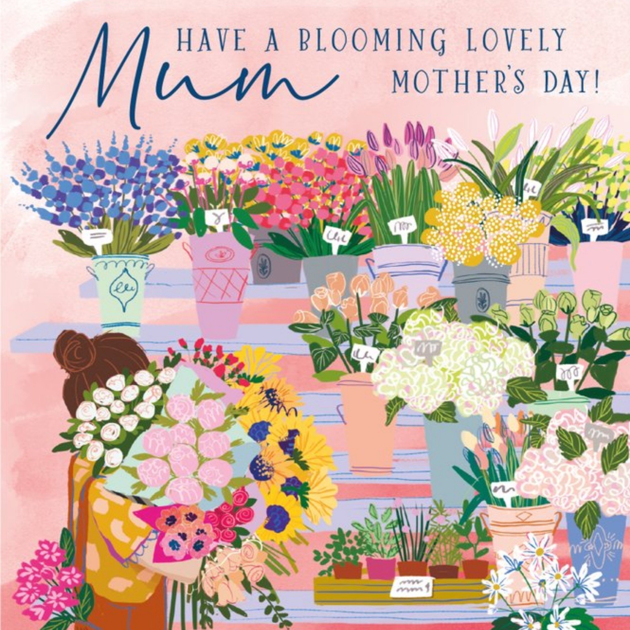 Pigment Cute Flower Illustrations Blooming Mother's Day Card, Square