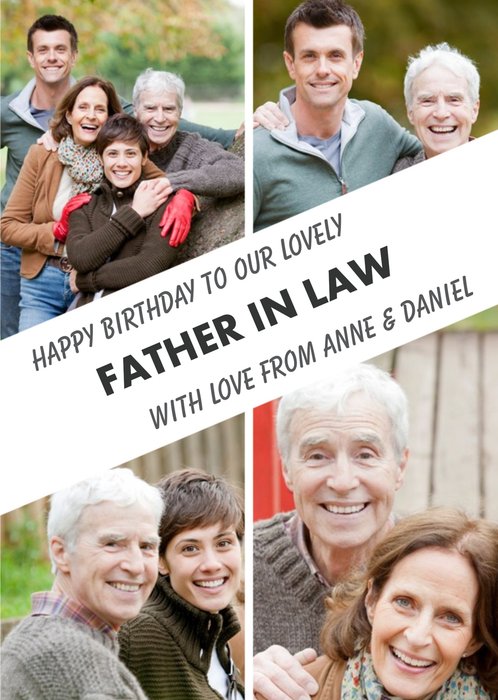 Father In Law 4 Photo Upload Birthday Card