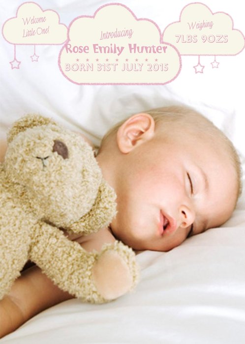 Introducing Our Beautiful Baby Girl Announcement Card