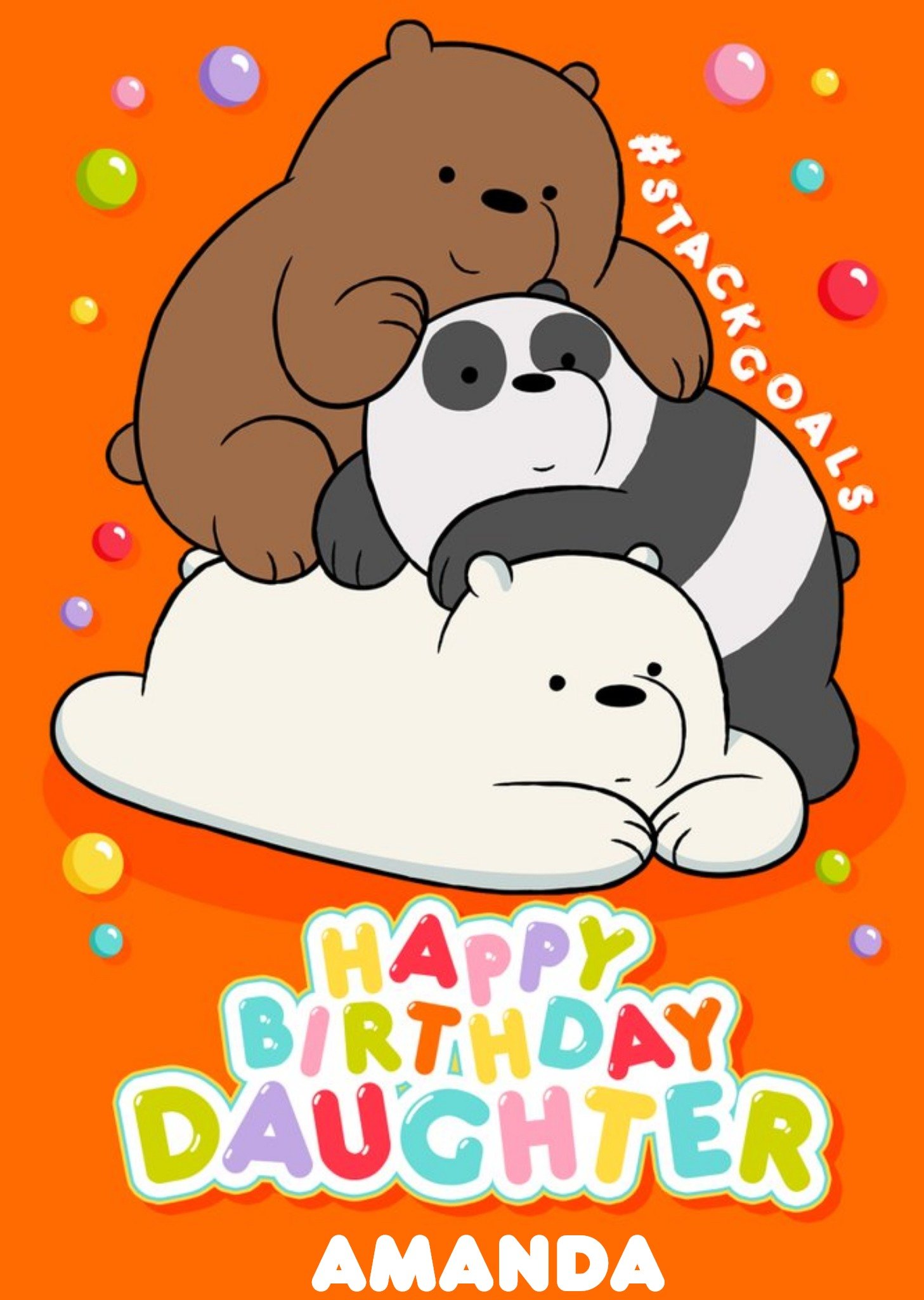 Moonpig We Bare Bears Happy Birthday Daughter Personalised Card, Large