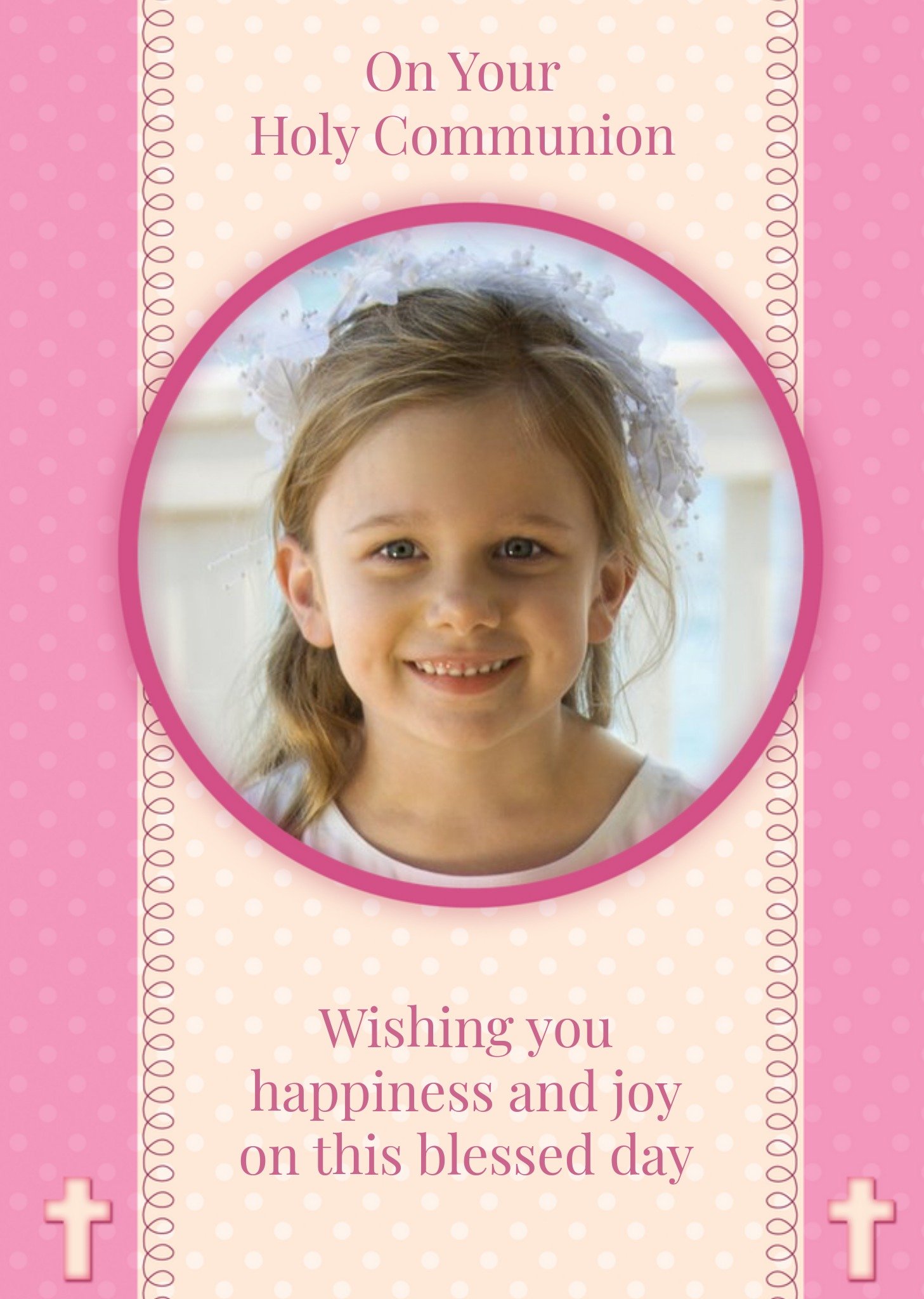 Pink Personalised Photo Upload Personalised On Your Holy Communion Card Ecard