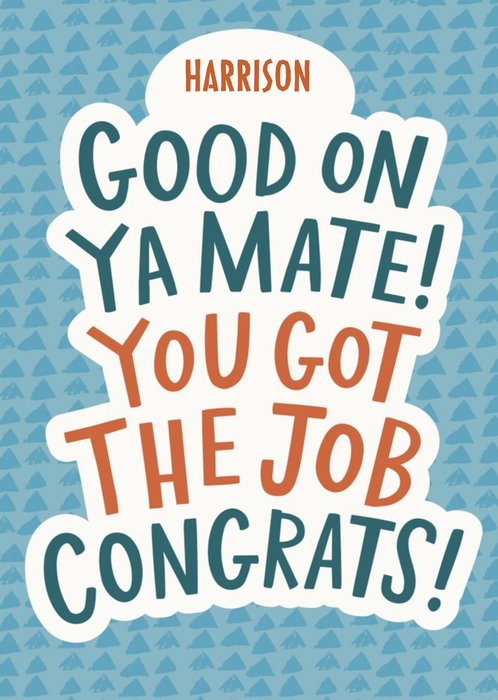 Dotty Black Typographic New Job Congrats Blue Personalised Card